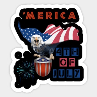 4th Of July Merica Bald Eagle T-Shirt Sticker